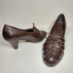 G.H. BASS Women's Leather Shoes Size 9M Cocoa Brown 3" Heels